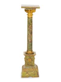 An Empire Style Gilt Bronze Mounted Green Onyx Pedestal