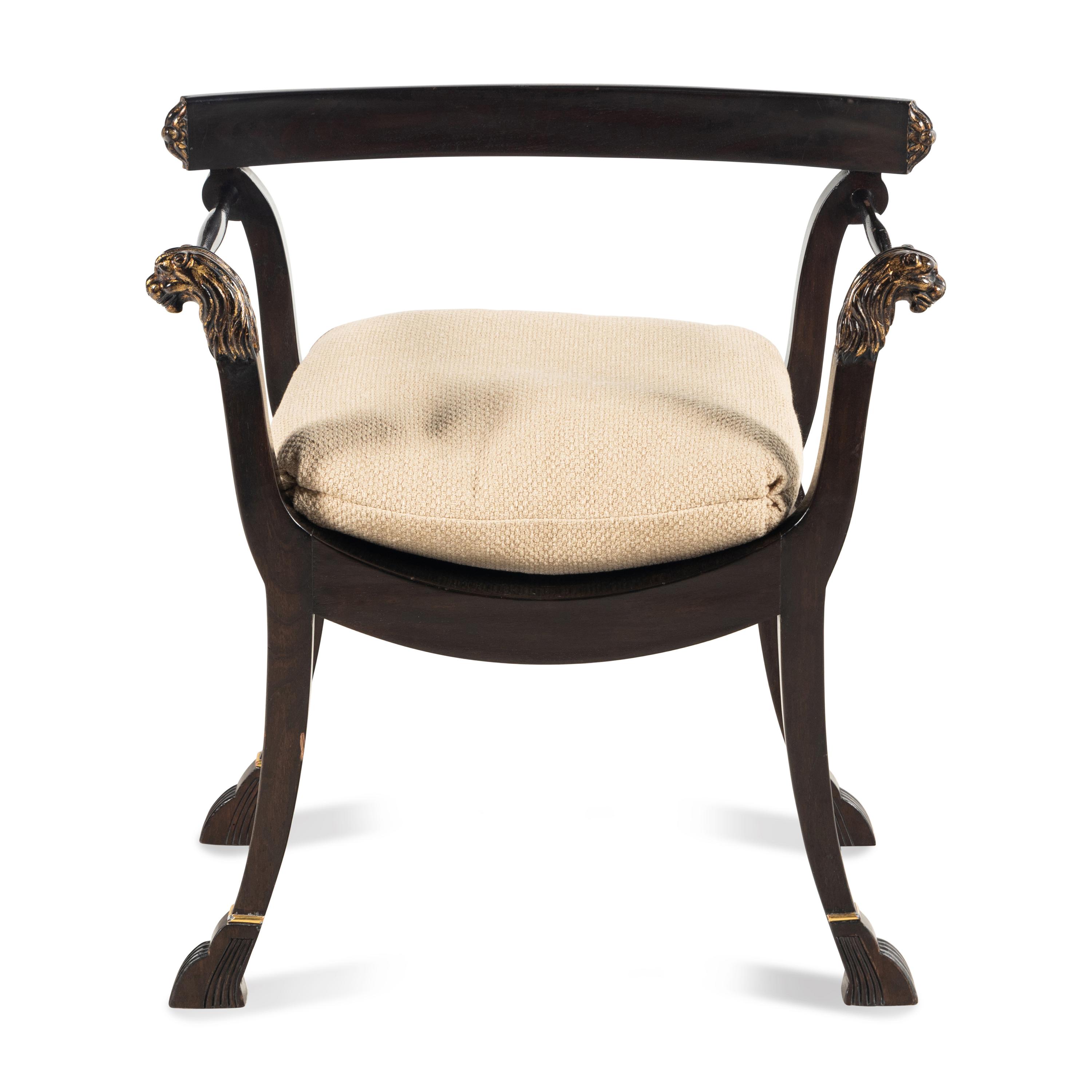 A Contemporary Mahogany Curule Armchair