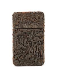 A Chinese Carved Tortoise Shell Card Case
