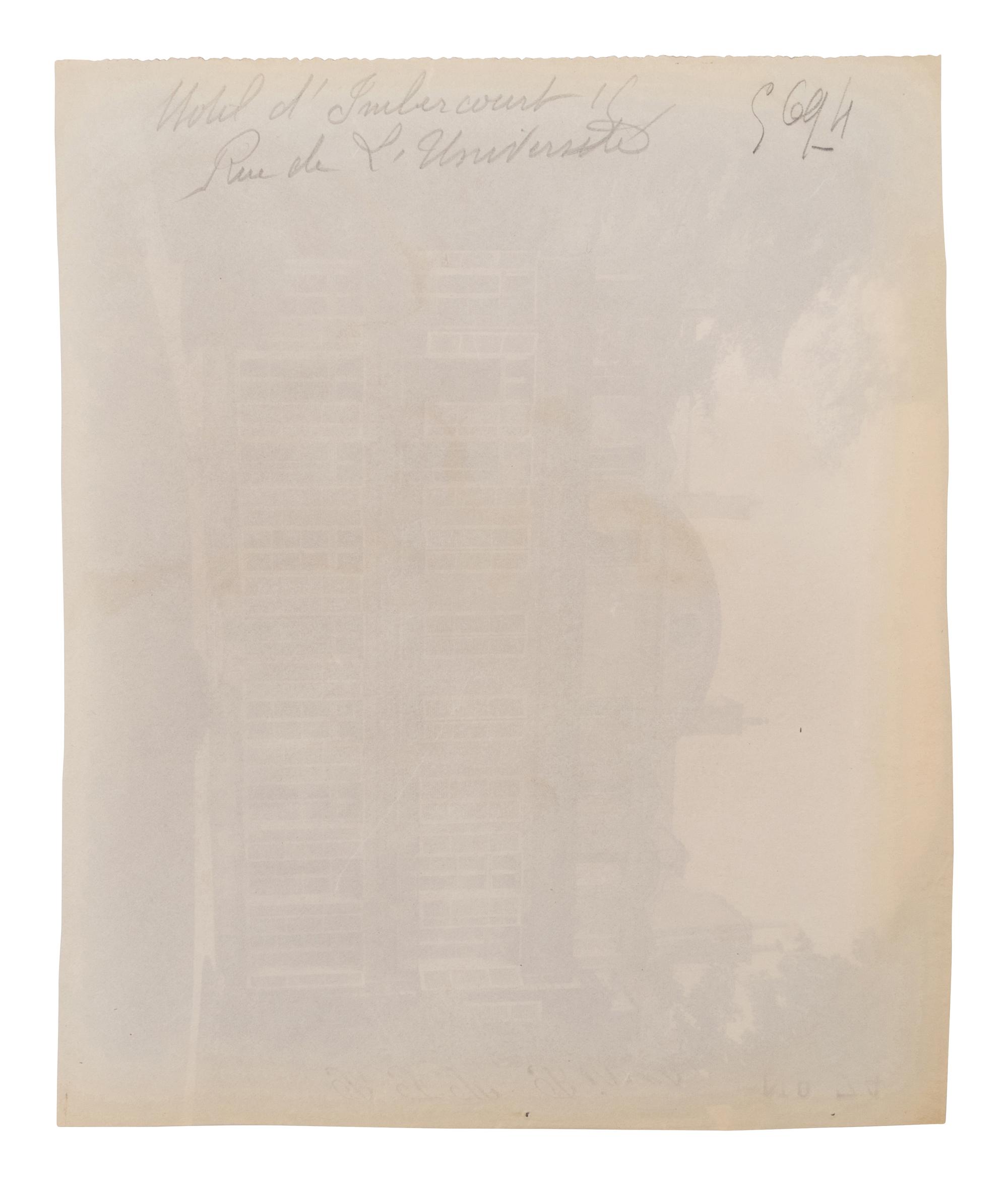 A group of five photographs ( Auberge du Compas d'Or, rue Montorgueil; Façade Saint-Lazare, faubourg Saint-Denis 107; Folie Thoinard, 9 rue Coq-Héron; Hôtel d'Imbercourt, 15 rue de l'Universite; Hôtel de Vendôme, rue Béranger 3 )