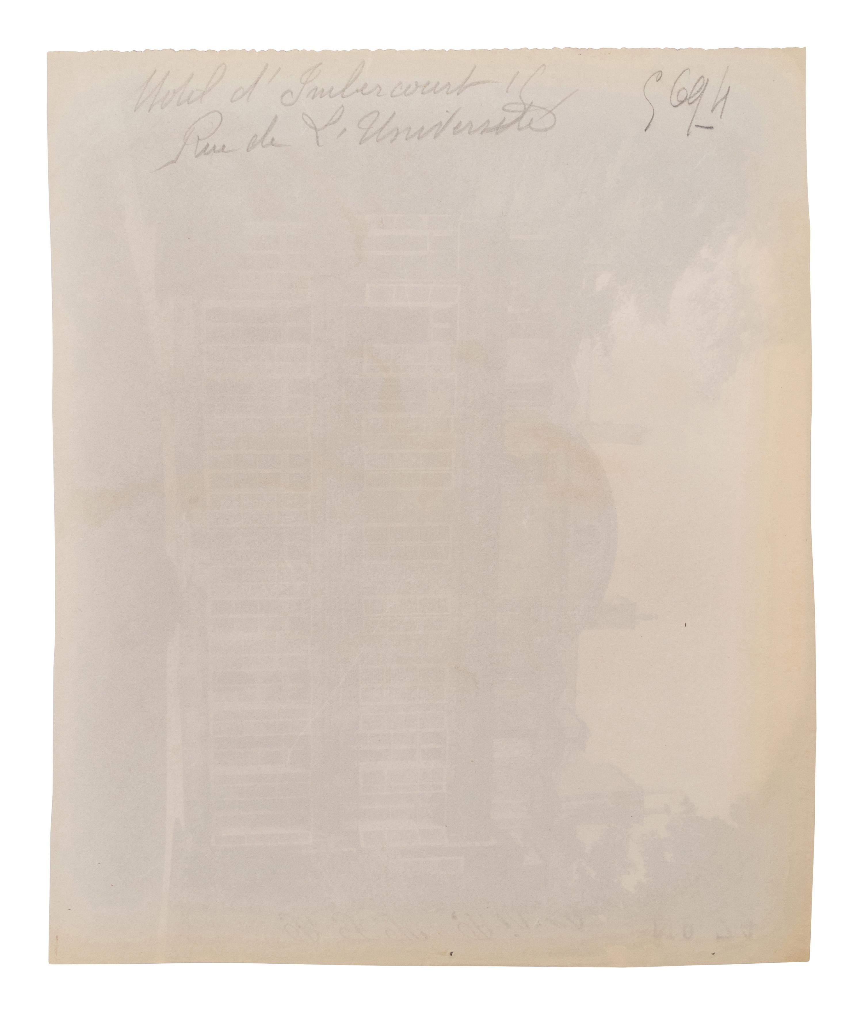 A group of five photographs ( Auberge du Compas d'Or, rue Montorgueil; Façade Saint-Lazare, faubourg Saint-Denis 107; Folie Thoinard, 9 rue Coq-Héron; Hôtel d'Imbercourt, 15 rue de l'Universite; Hôtel de Vendôme, rue Béranger 3 )