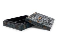 A Chinese Carved Green and Yellow Lacquered Rectangular Box and Cover