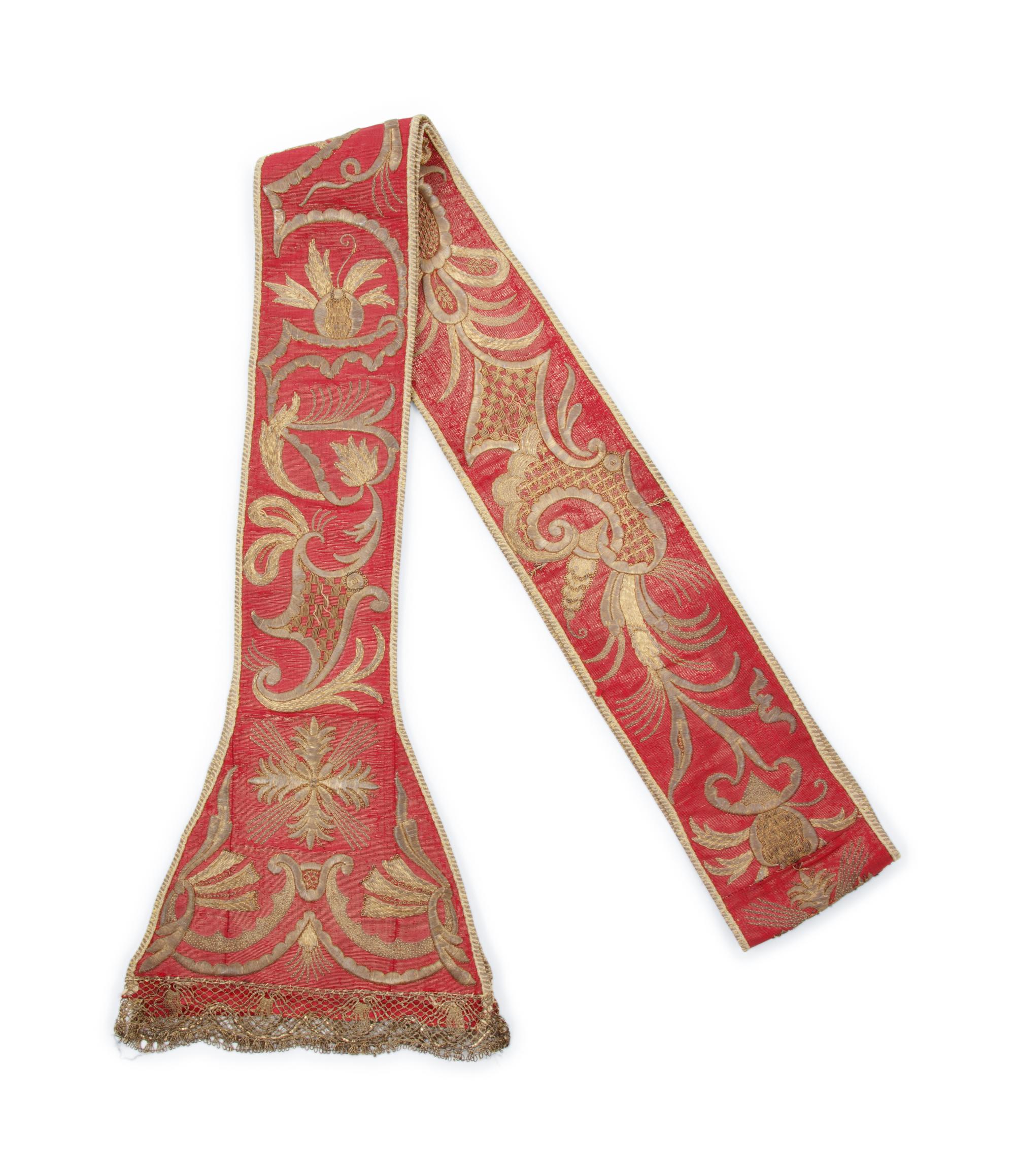 An Ecclesiastic Metal Thread-Embroidered Sash