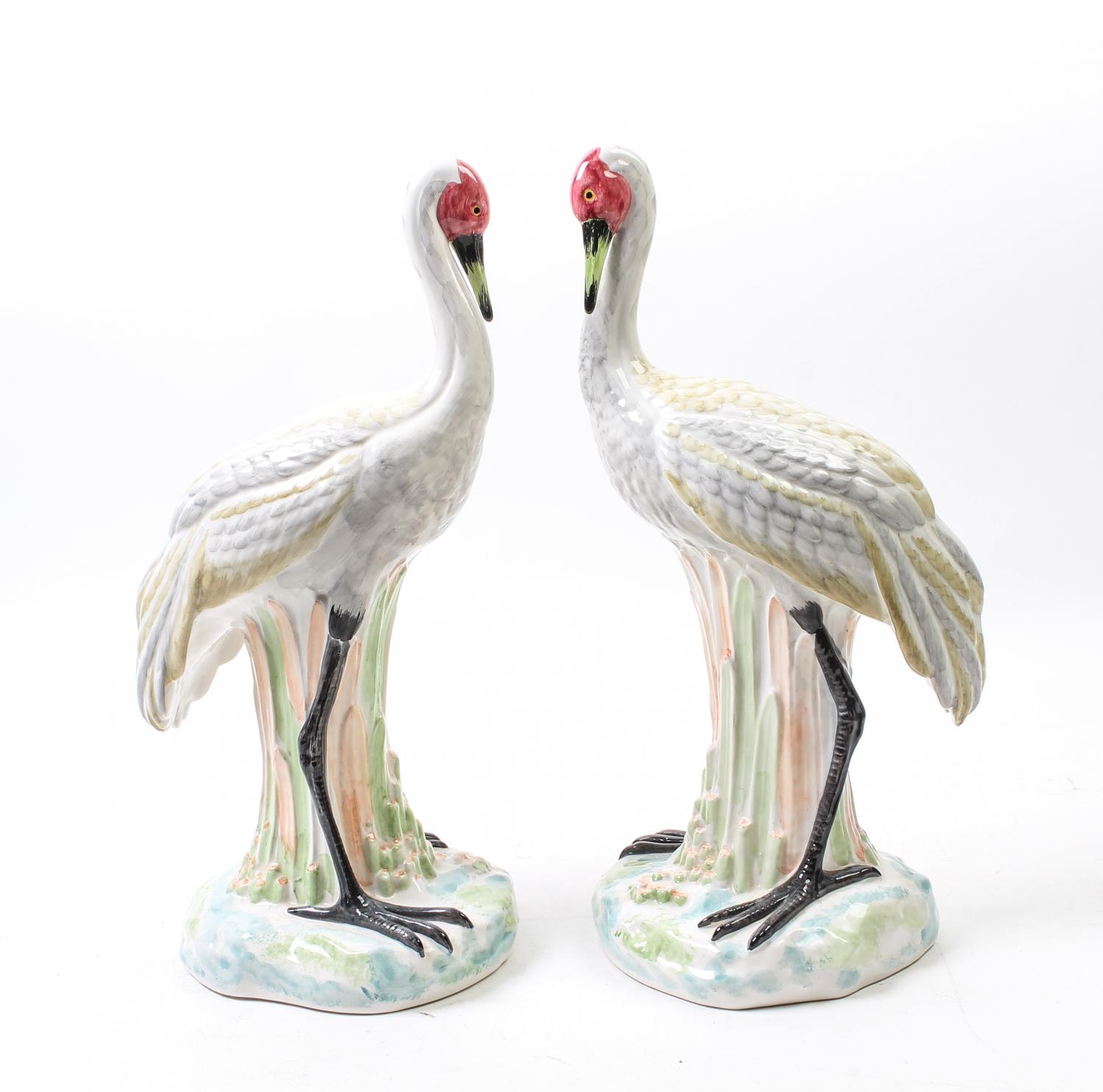 A Pair of Italian Ceramic Models of Birds Height 15 1/2 inches. — 20TH CENTURY