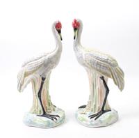 A Pair of Italian Ceramic Models of Birds Height 15 1/2 inches. — 20TH CENTURY