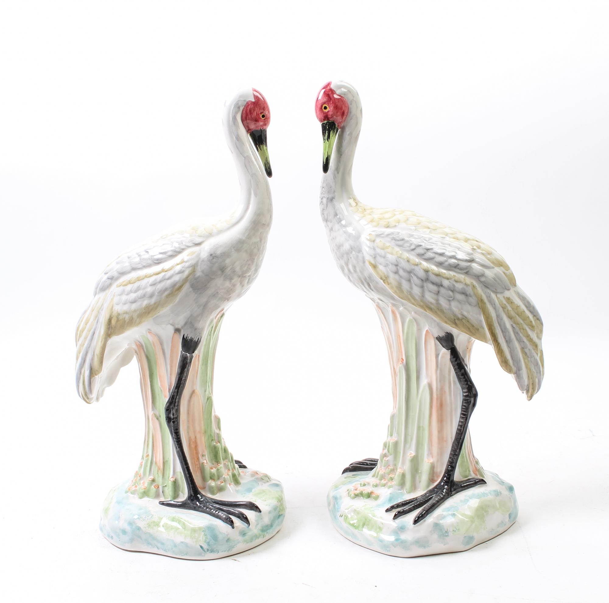 A Pair of Italian Ceramic Models of Birds Height 15 1/2 inches. — 20TH CENTURY