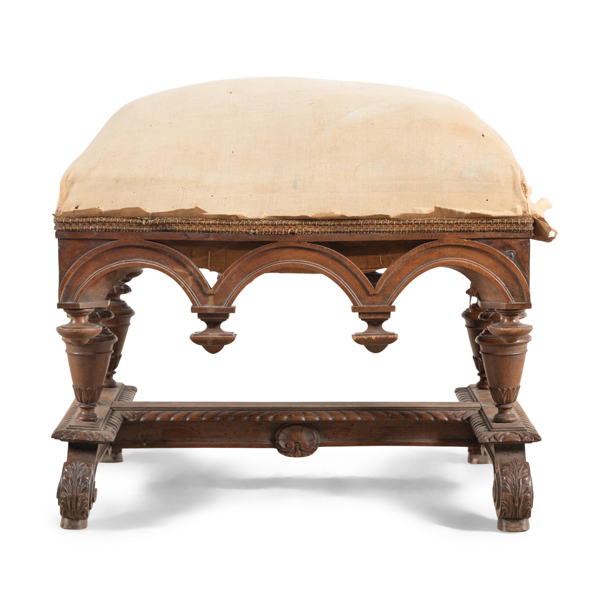 An Italian Baroque Style Walnut Ottoman
