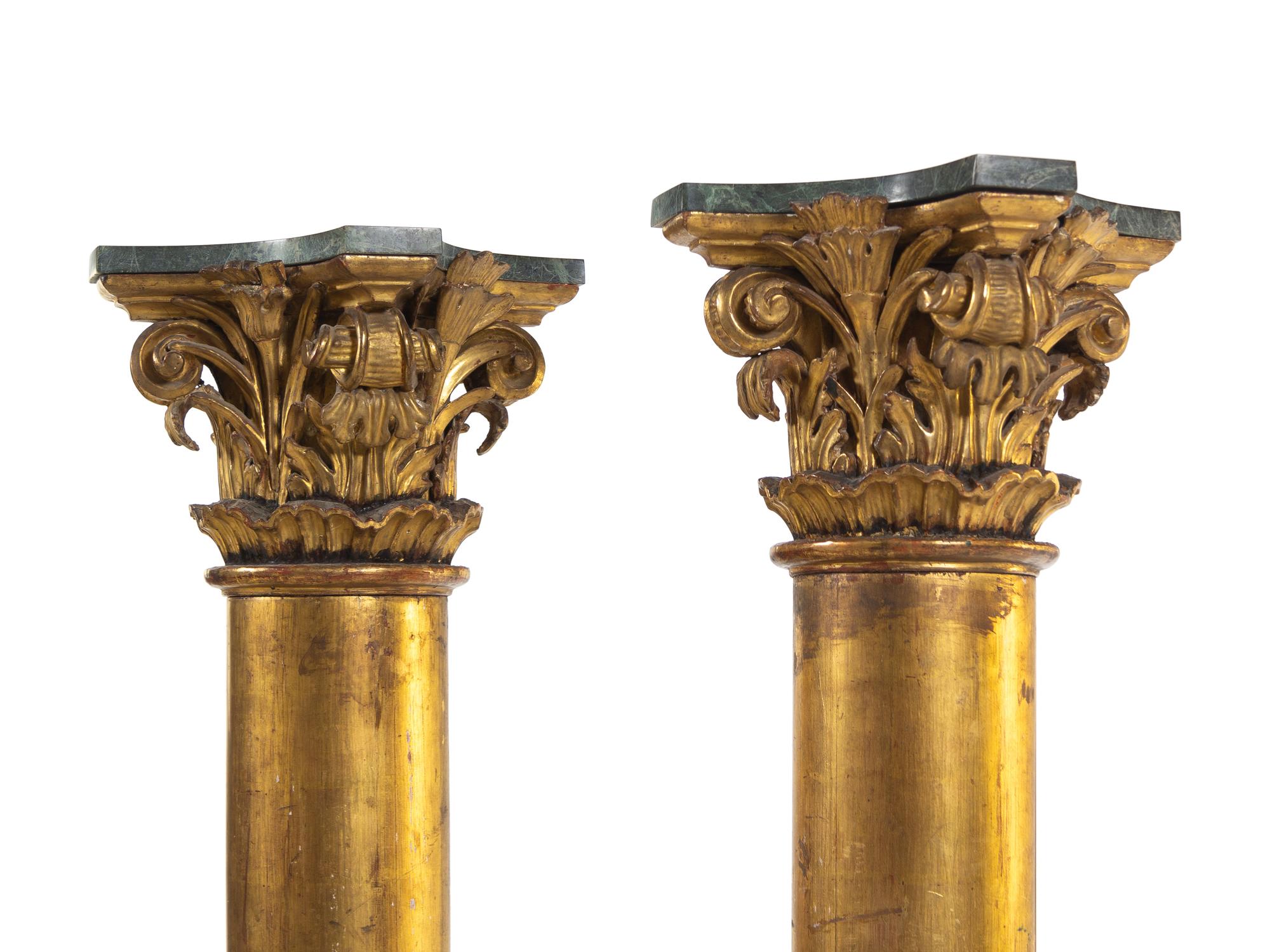 A Pair of Continental Giltwood Pedestals