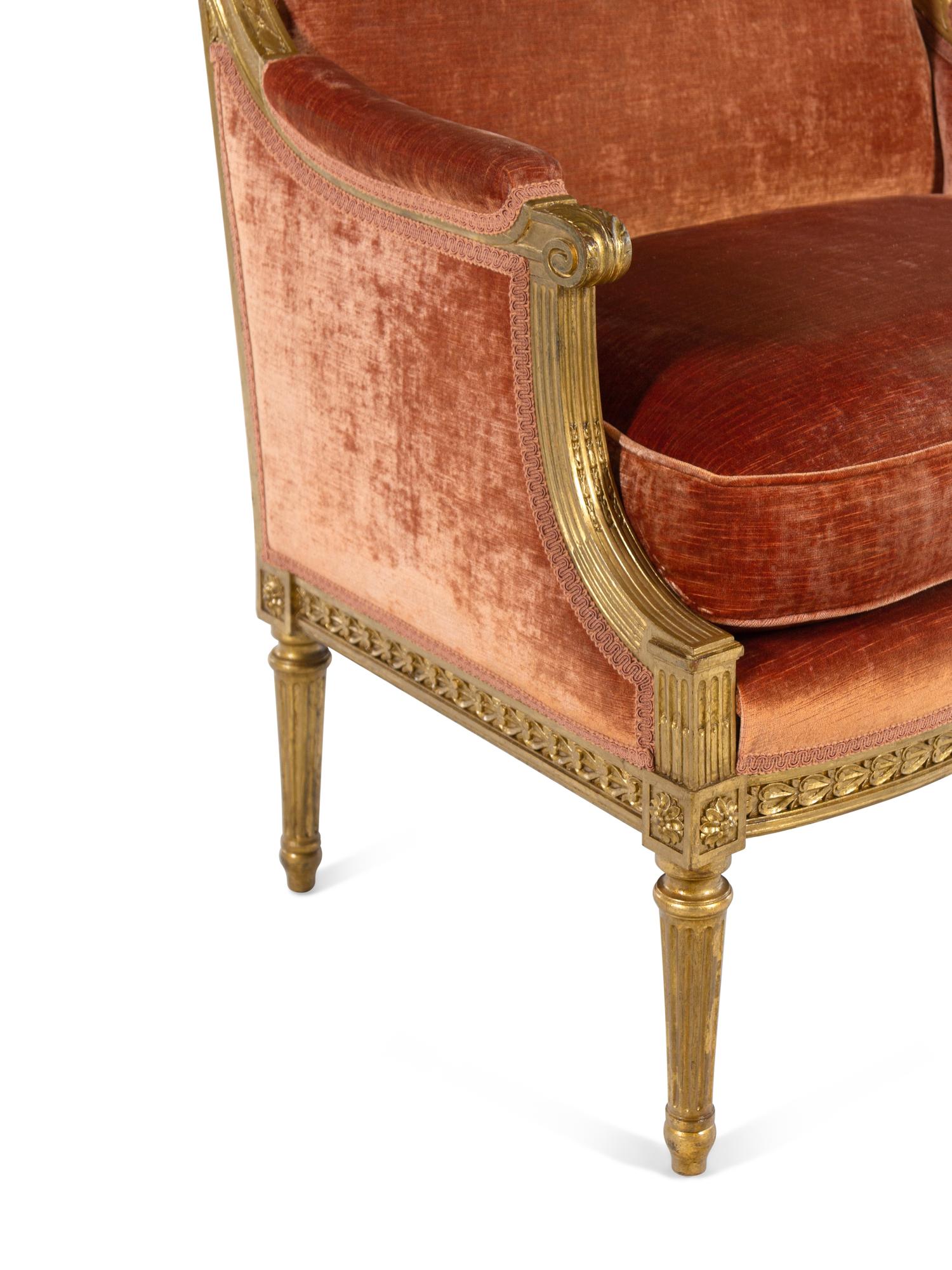 An Assembled Louis XVI Style Giltwood Seating Suite