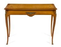A Louis XV Style Gilt Bronze Mounted Marquetry Table Height 30 x width 40 1/2 x depth 17 inches. — 20TH CENTURY