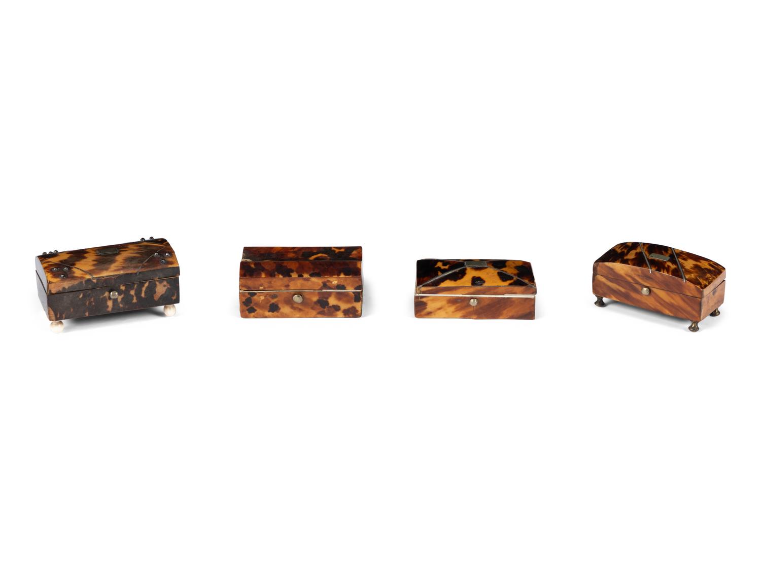 Four English Tortoise Shell Snuff Boxes