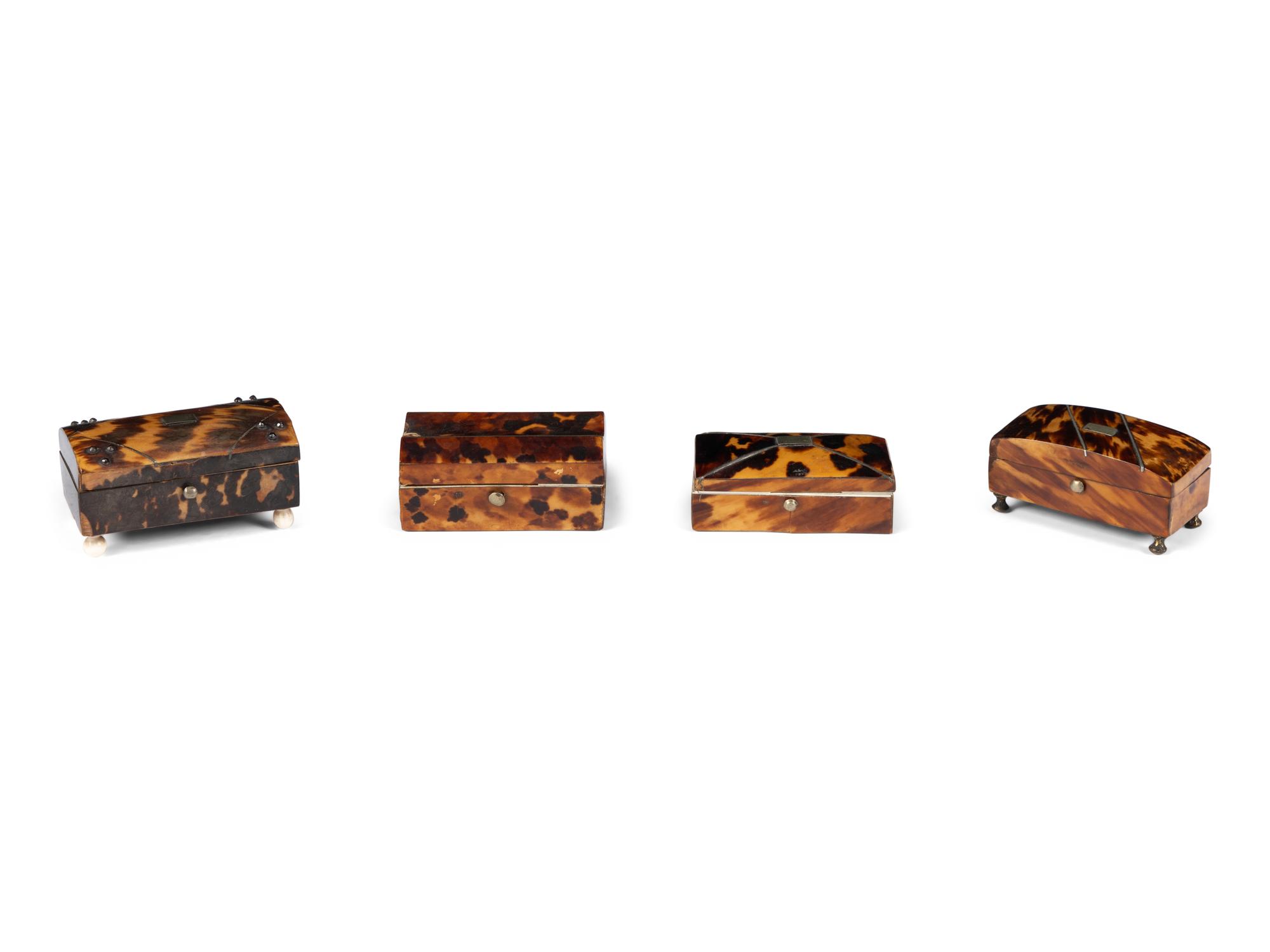 Four English Tortoise Shell Snuff Boxes