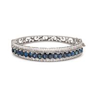 SYNTHETIC SAPPHIRE AND DIAMOND BANGLE BRACELET