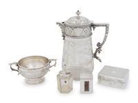 Five English Silver and Silverplate Table Articles — 19th/20th Century