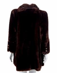 Dupler's Fine Furs Short Brown Fur Coat with Pompom Tie, 1970's