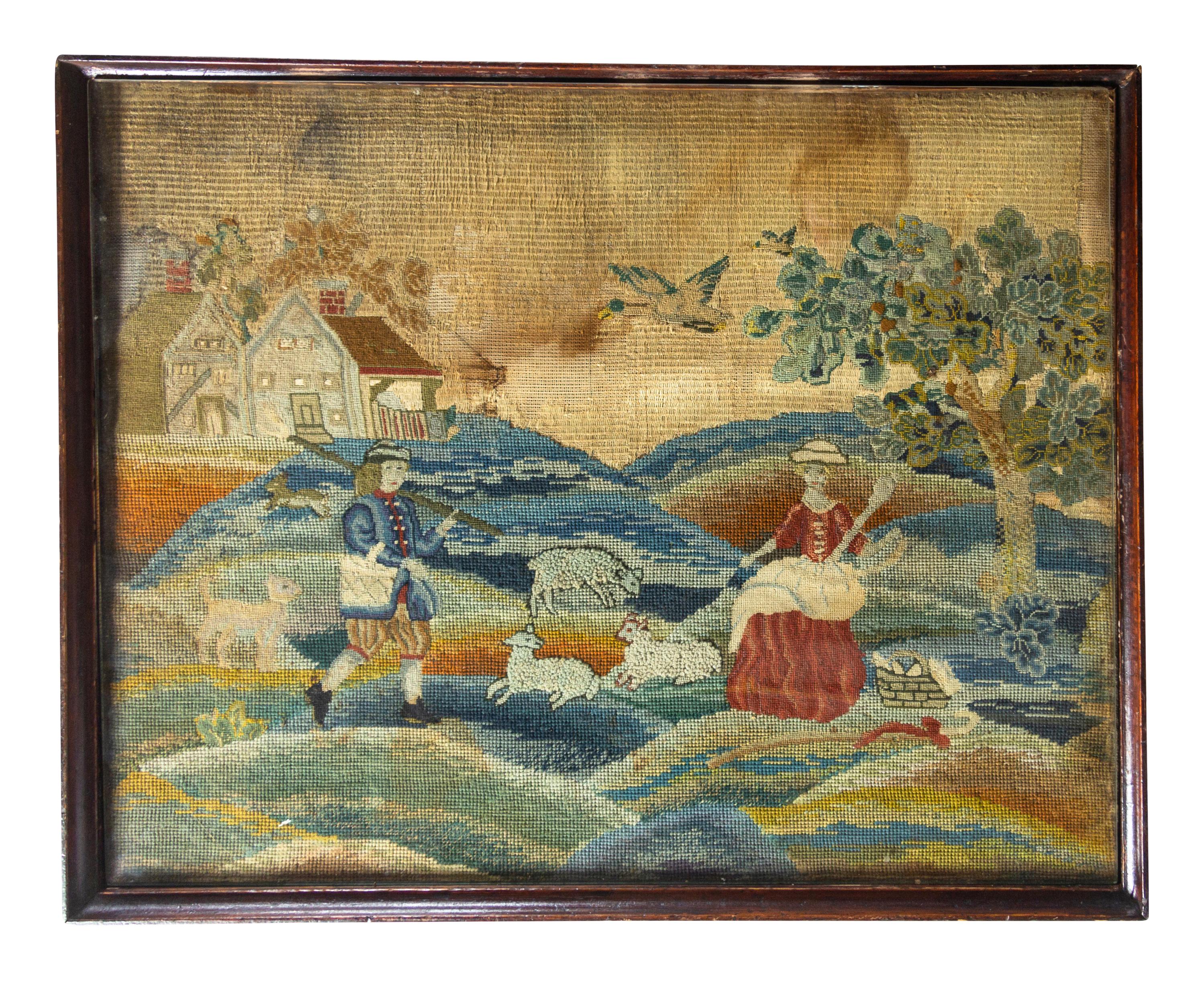 A Georgian Style Needlepoint-Inset Table