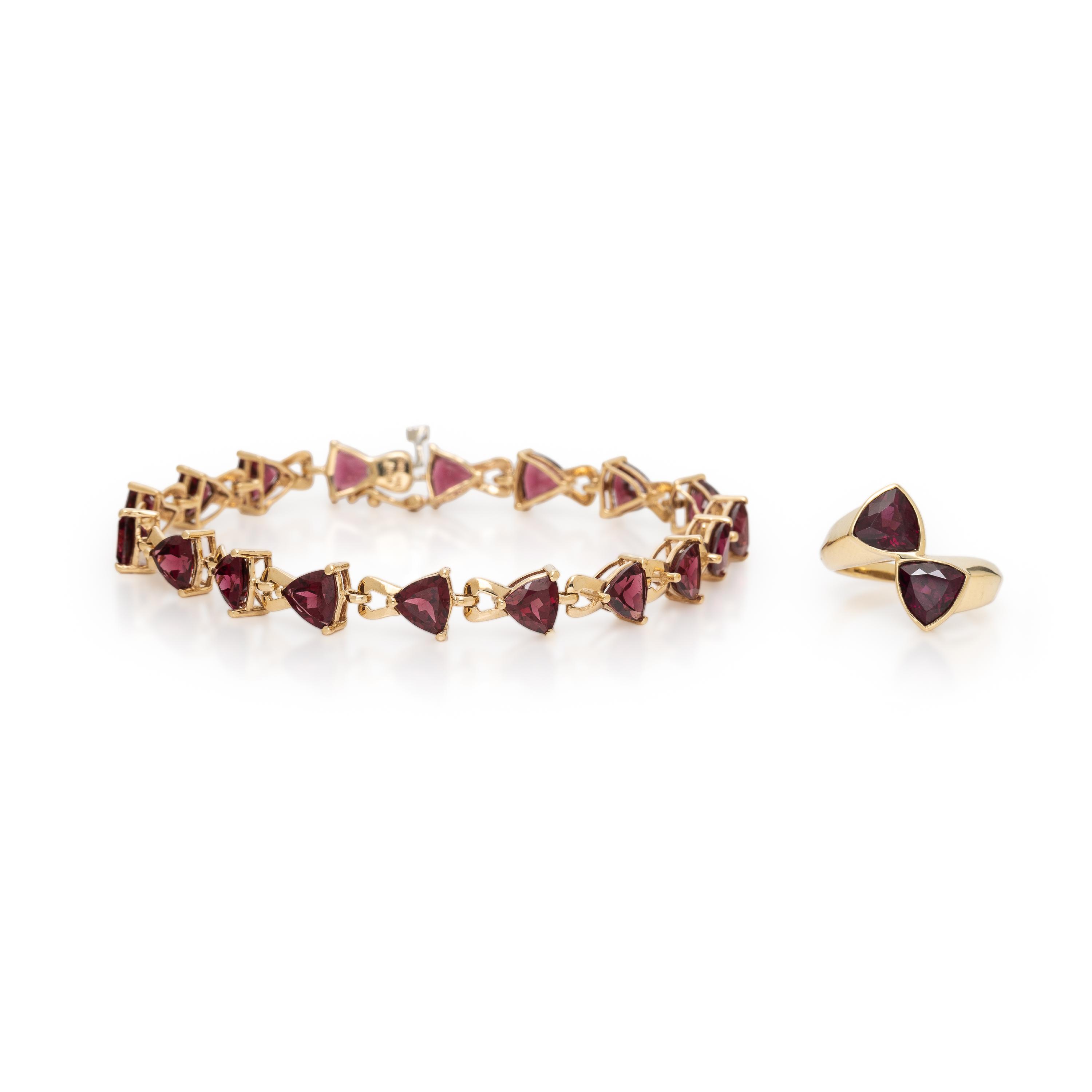 Yellow Gold and Garnet Demi Parure