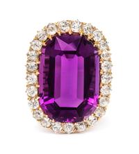 An Edwardian Yellow Gold, Amethyst and Diamond Brooch, 5.70 dwts.