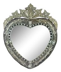 A Venetian Style Etched Heart-shaped Mirror — 20TH CENTURY
