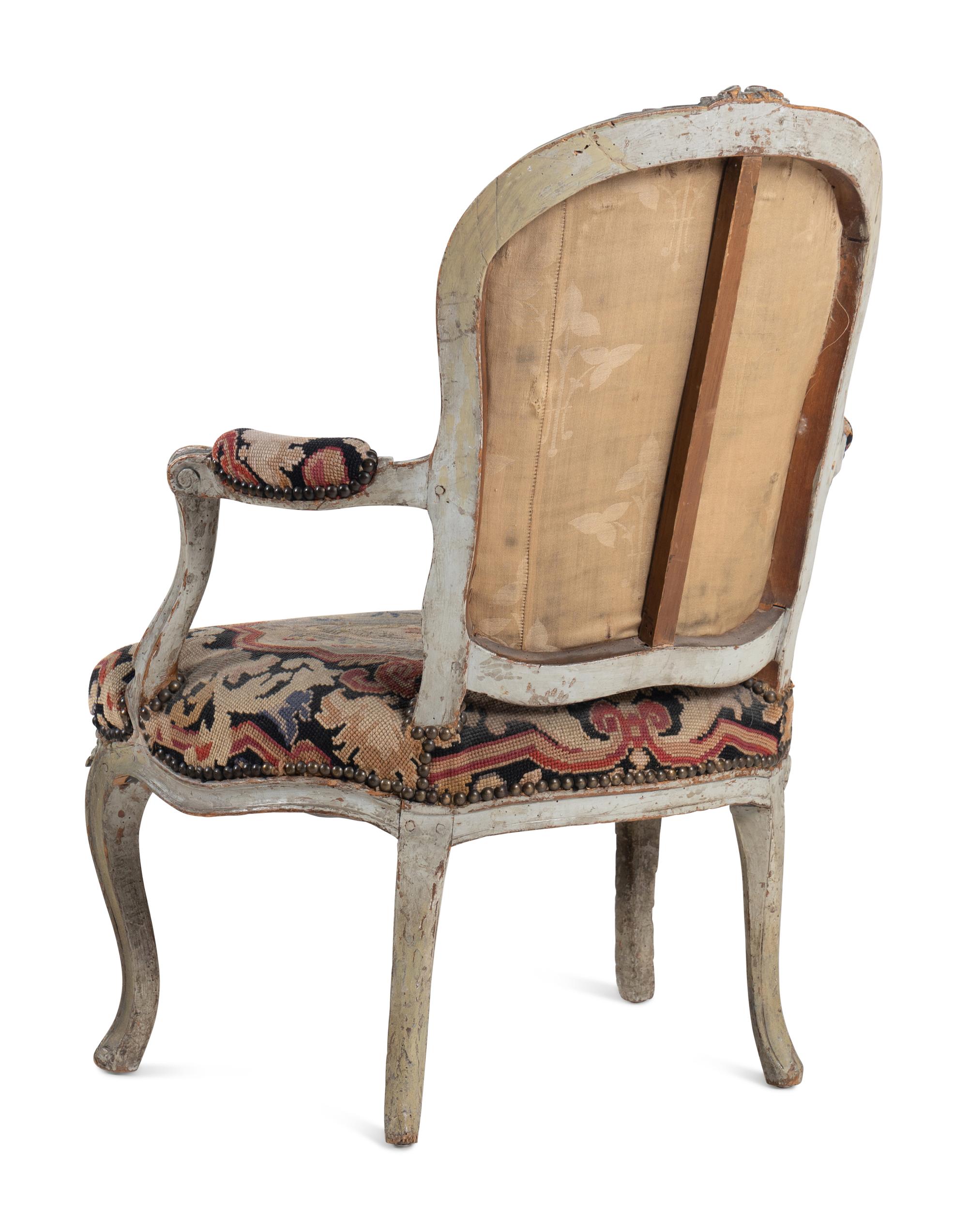 A Louis XV Painted Fauteuil
