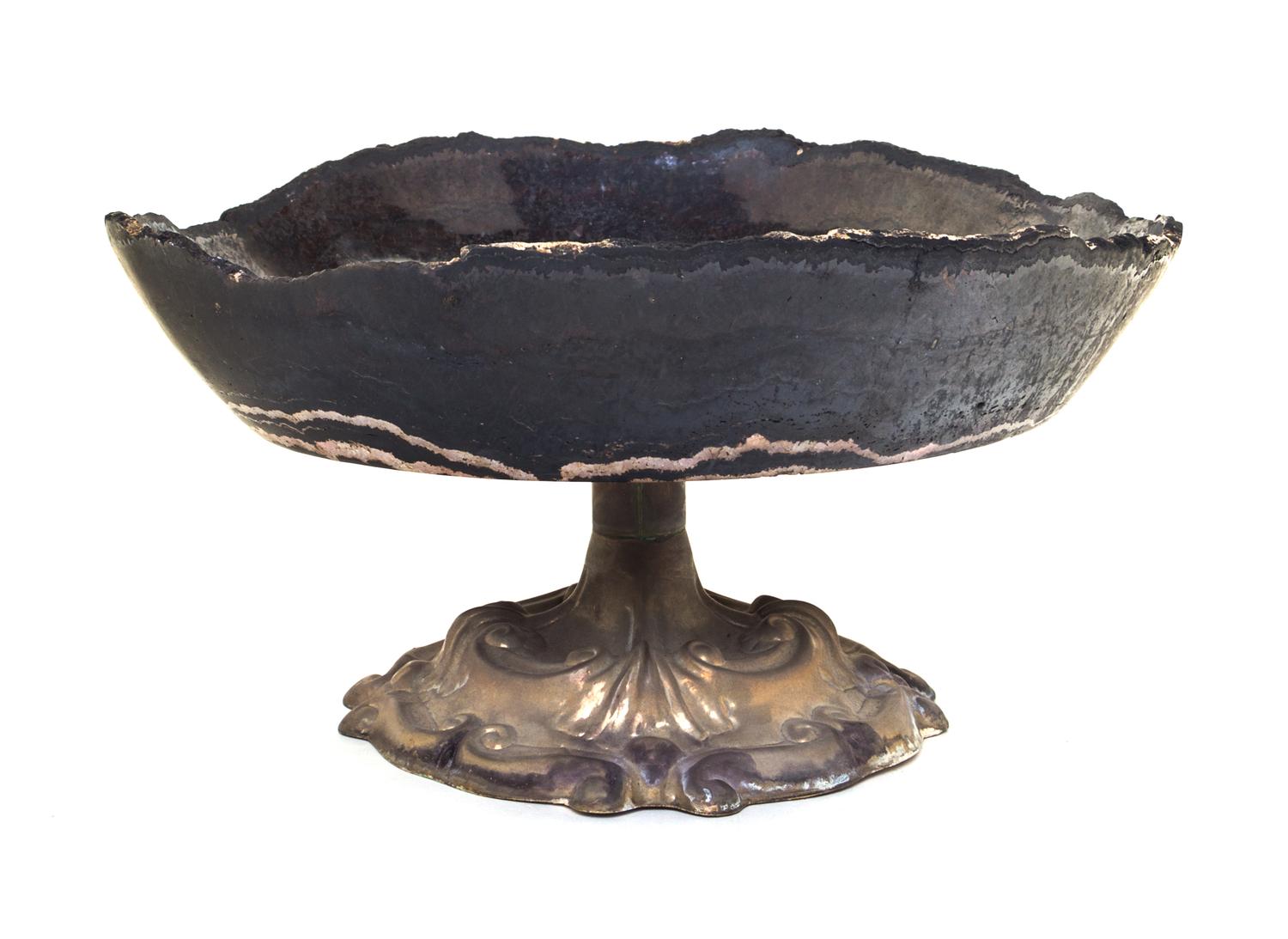 A Silver-Plate Mounted Hardstone Tazza Diameter 11 3/4 inches. — 20TH CENTURY