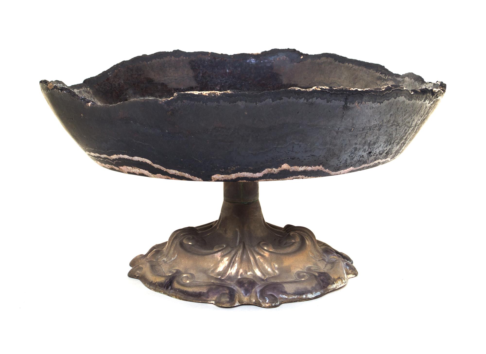 A Silver-Plate Mounted Hardstone Tazza Diameter 11 3/4 inches. — 20TH CENTURY