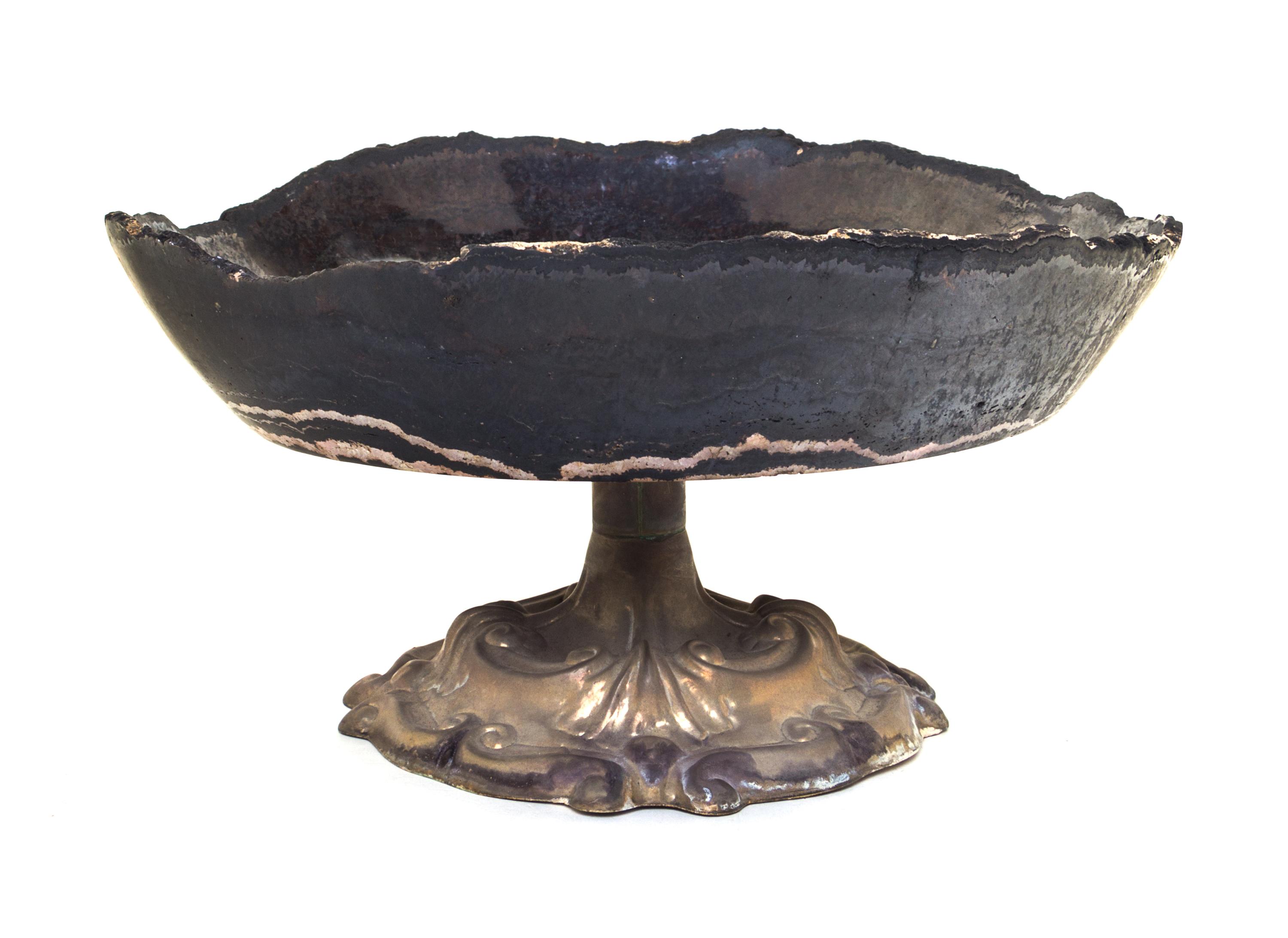 A Silver-Plate Mounted Hardstone Tazza Diameter 11 3/4 inches. — 20TH CENTURY