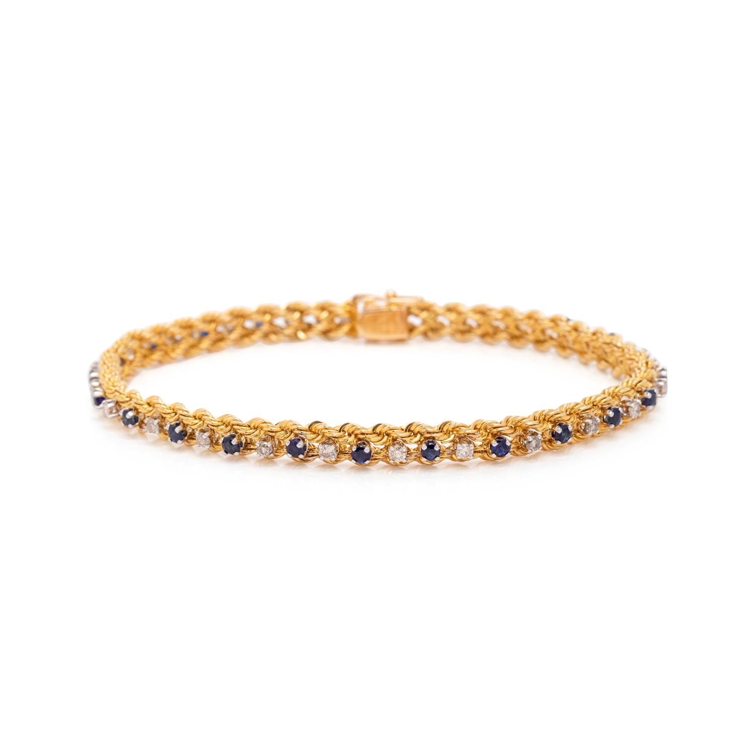 YELLOW GOLD, DIAMOND AND SAPPHIRE BRACELET