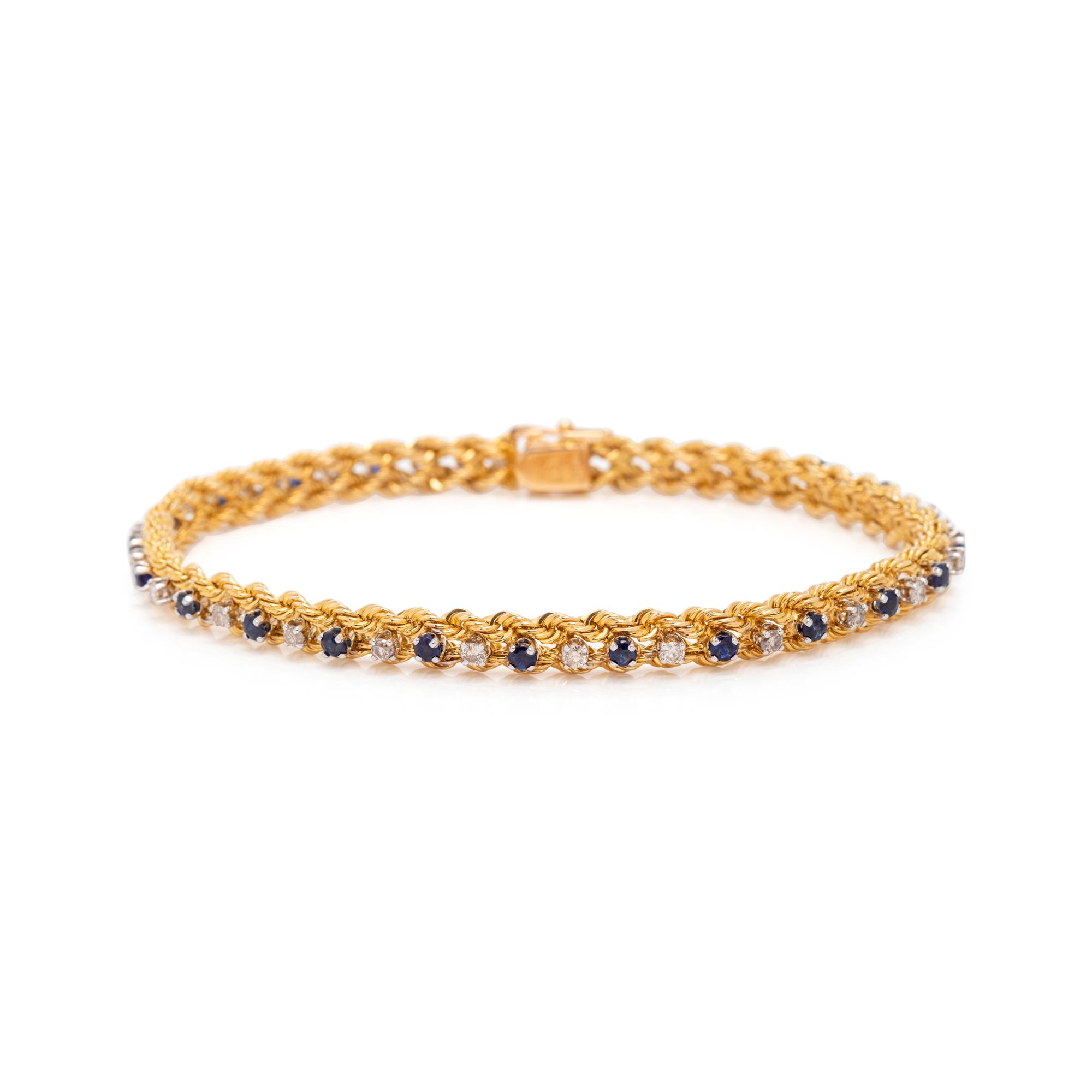 YELLOW GOLD, DIAMOND AND SAPPHIRE BRACELET