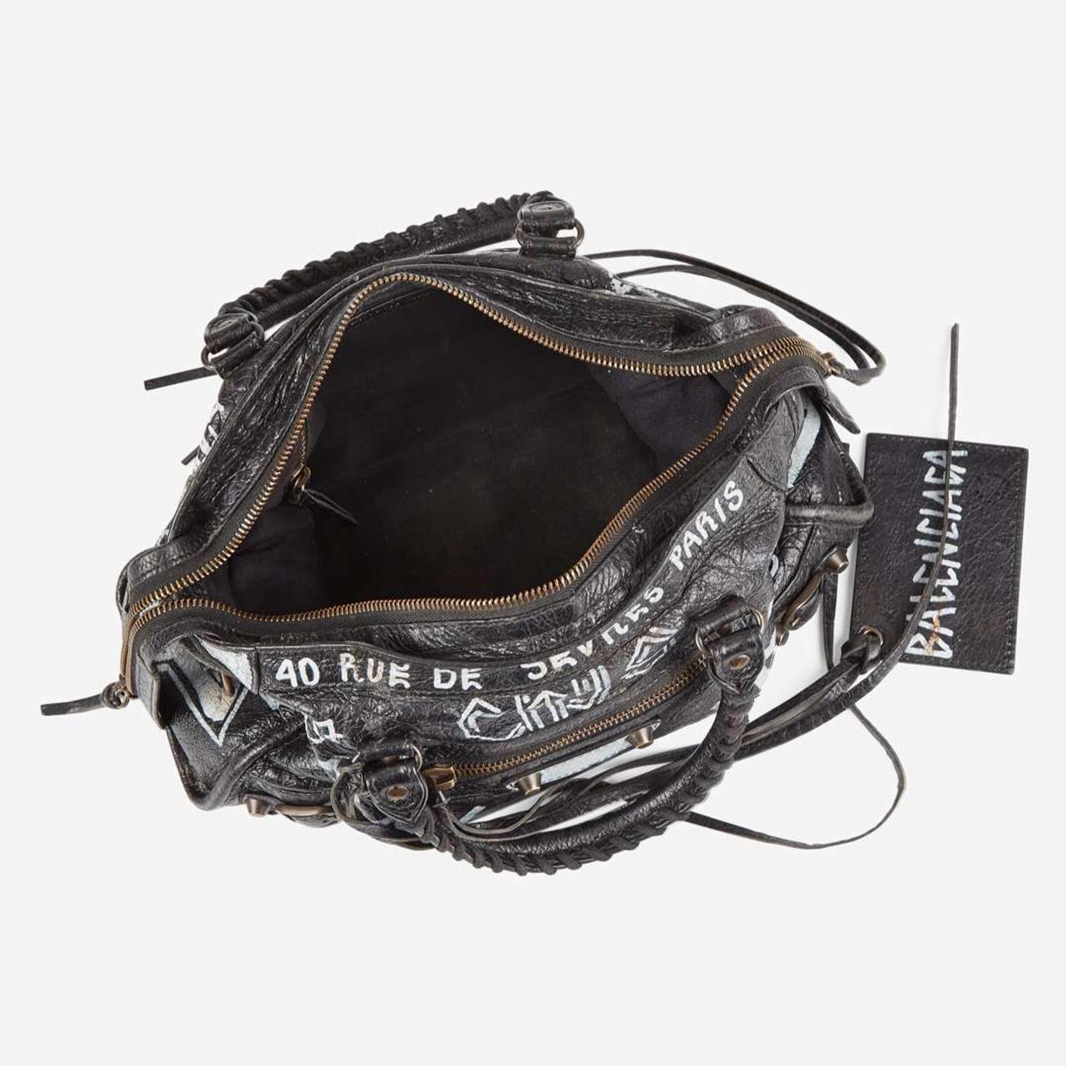 Balenciaga Agneau Classic Hardware Graffiti All Over S City in Black Balenciaga
