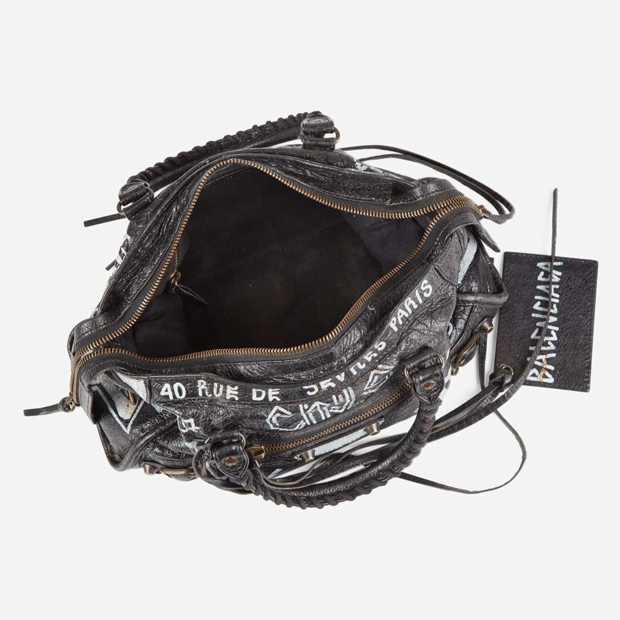 Balenciaga Agneau Classic Hardware Graffiti All Over S City in Black Balenciaga