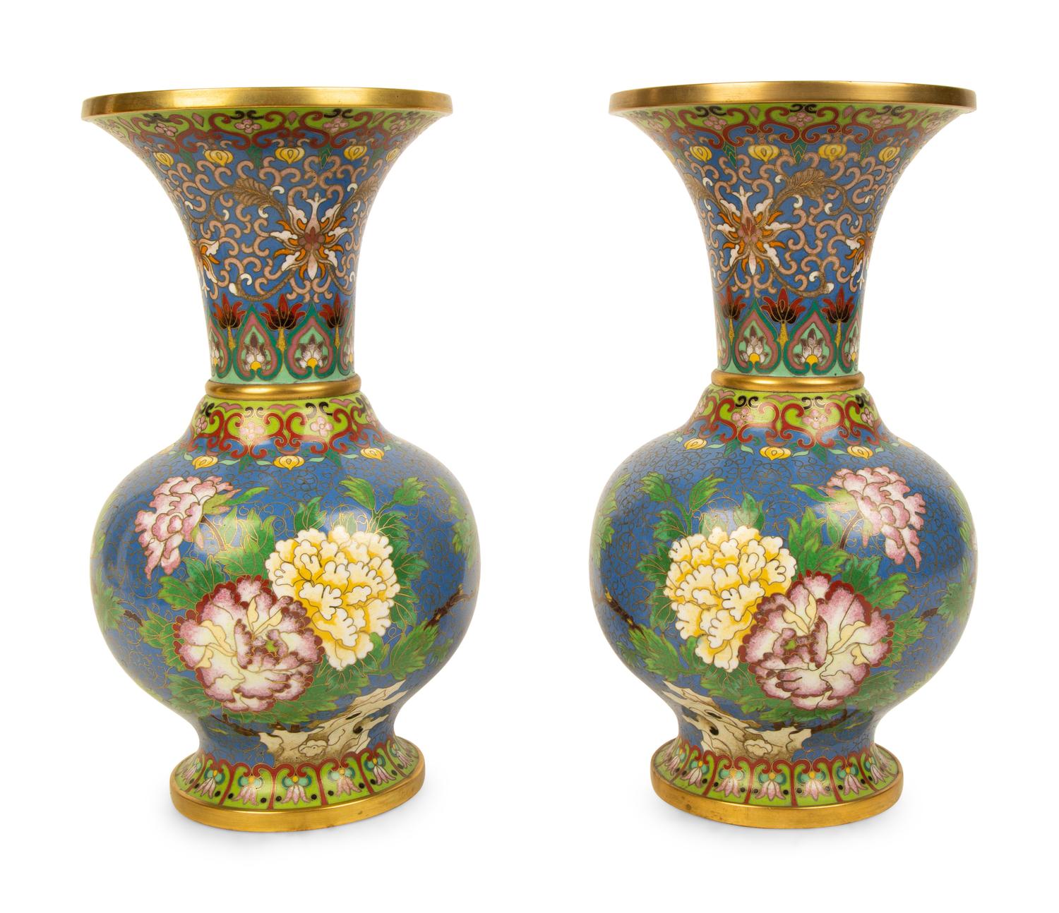 A Pair of Chinese Cloissone Vases — 20TH CENTURY