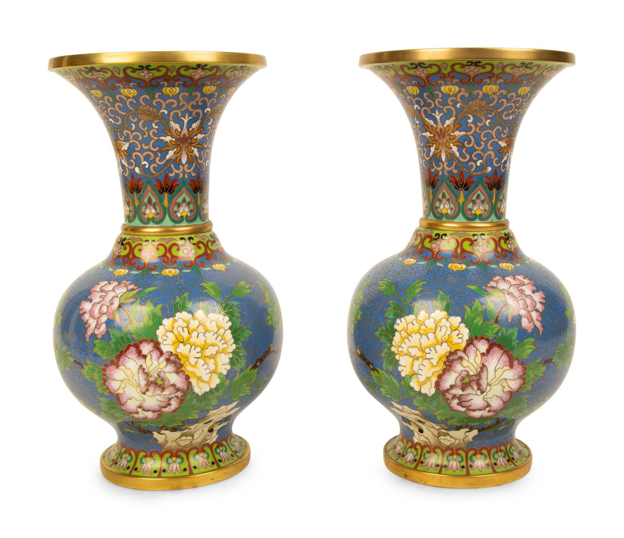 A Pair of Chinese Cloissone Vases — 20TH CENTURY