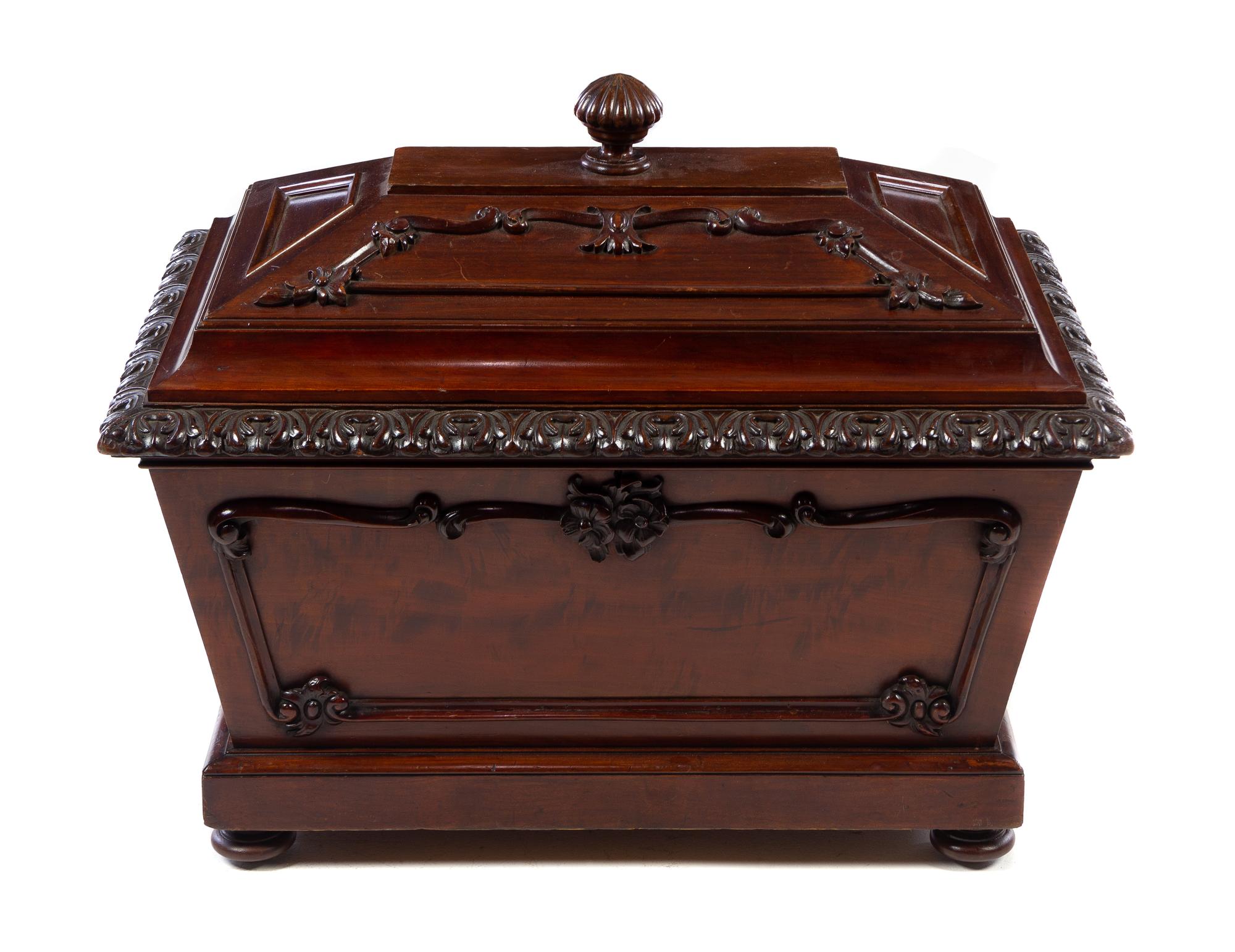 A Regency Mahogany Cellarette Height 29 x width 35 1/4 x depth 23 1/2 inches. — 19TH CENTURY