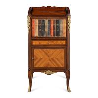 A Louis XV/XVI Transitional Style Faux Book-Front Cabinet
