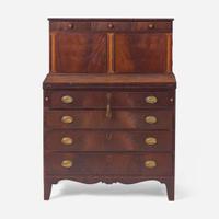 A Federal inlaid mahogany secretary desk Boston / Newburyport, MA or Coastal New Hampshire, circa 1810