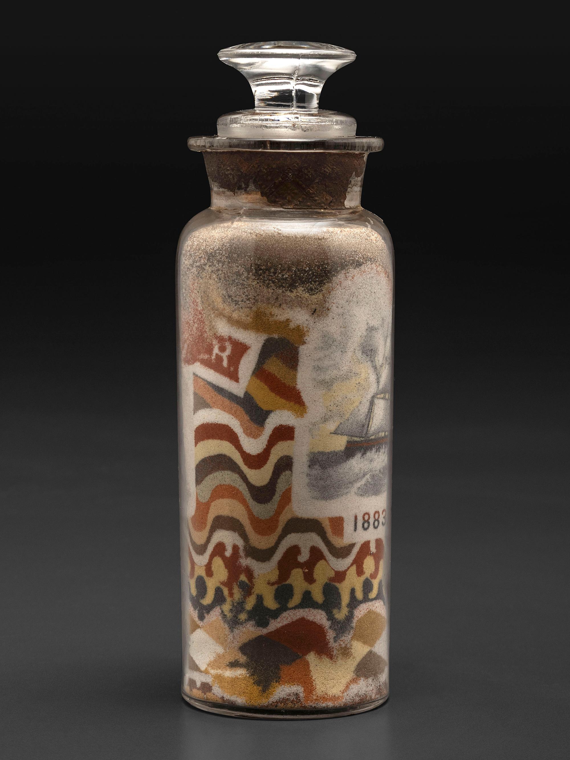 A Pair of Andrew Clemens (American, 1857-1894) 'Sweetheart' Sand Bottles