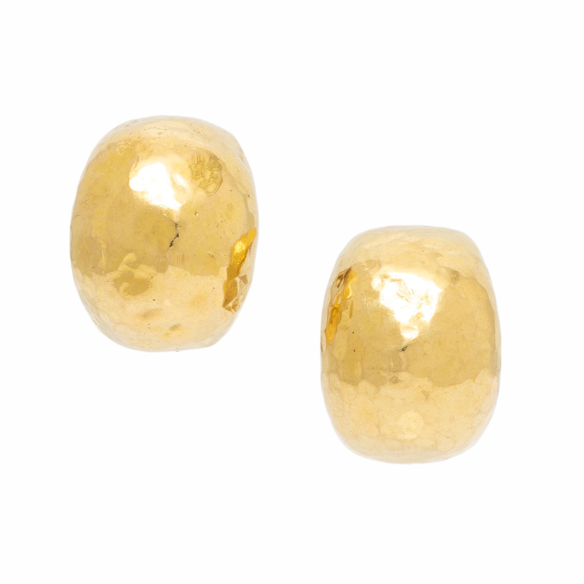 SeidenGang, Hammered Yellow Gold Earrings