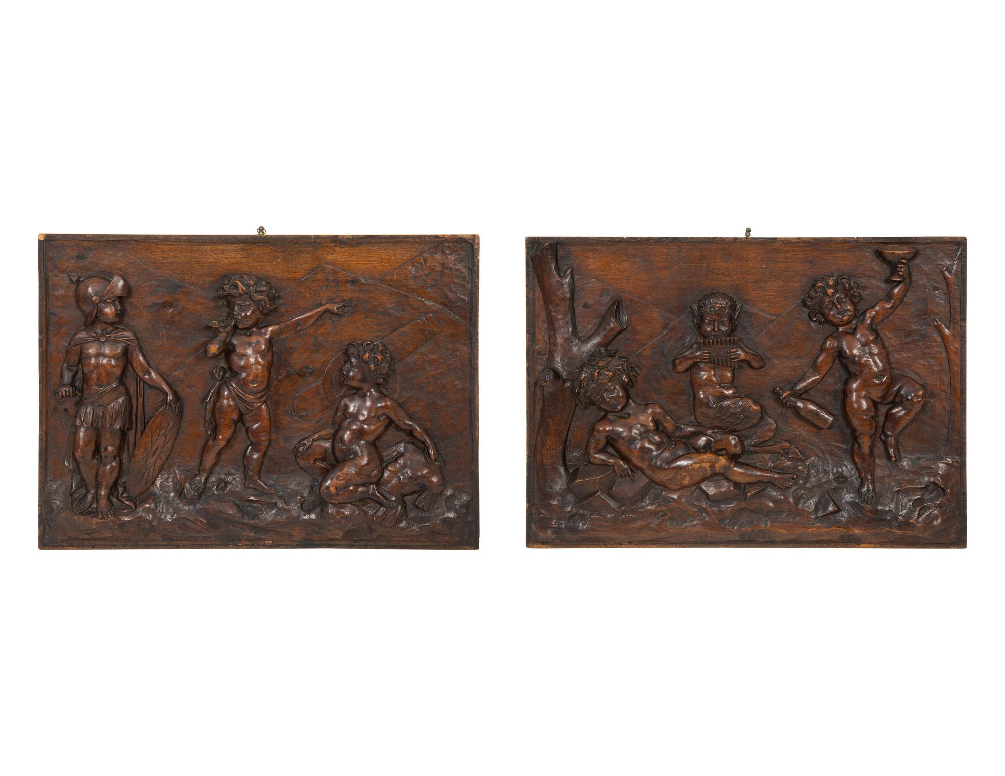 Two Continental Carved Walnut Panels