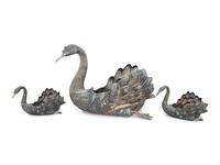 A Group of Three Buccellati Silver Swan Baskets
