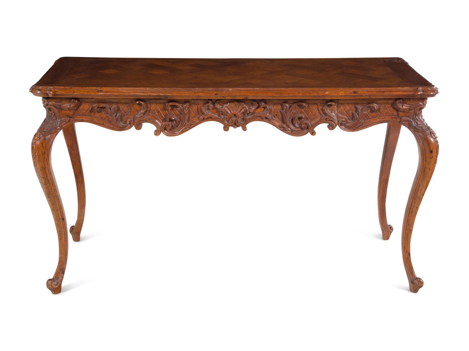 A Louis XV Style Writing Table and an Associated Dutch Marquetry Chair
