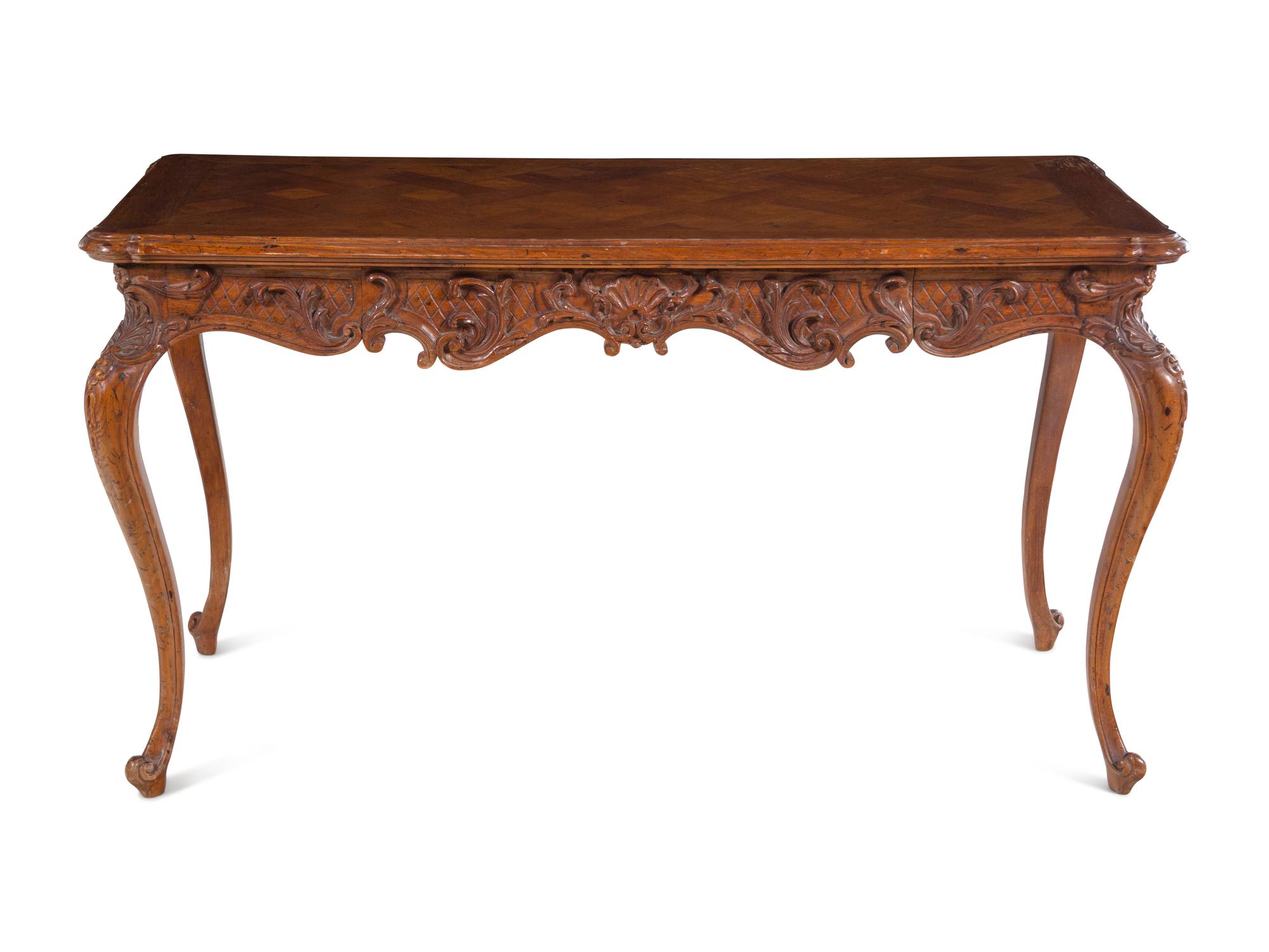 A Louis XV Style Writing Table and an Associated Dutch Marquetry Chair