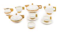 Art Deco, ROBJ, Paris, France, a coffee and tea service, comprising a coffee pot, tea pot, two cups and saucers, two creamers, covered
