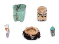 Turquoise Fetishes, Miniature Pomo Basket, and Netsuke