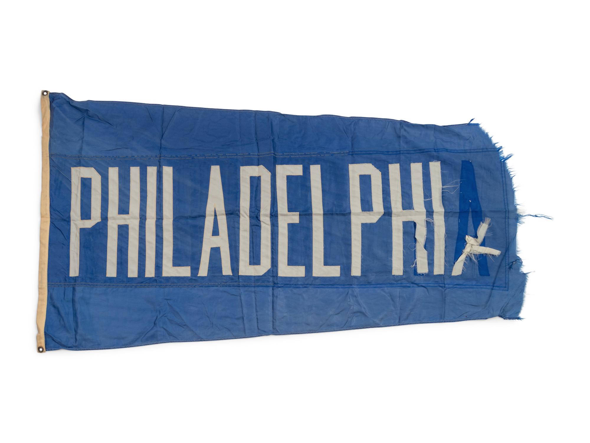 A Philadelphia Phillies Flag Once Flown on Wrigley Field Scoreboard Collected by Former Chicago Cubs Wrigley Field Head Scorekeeper,