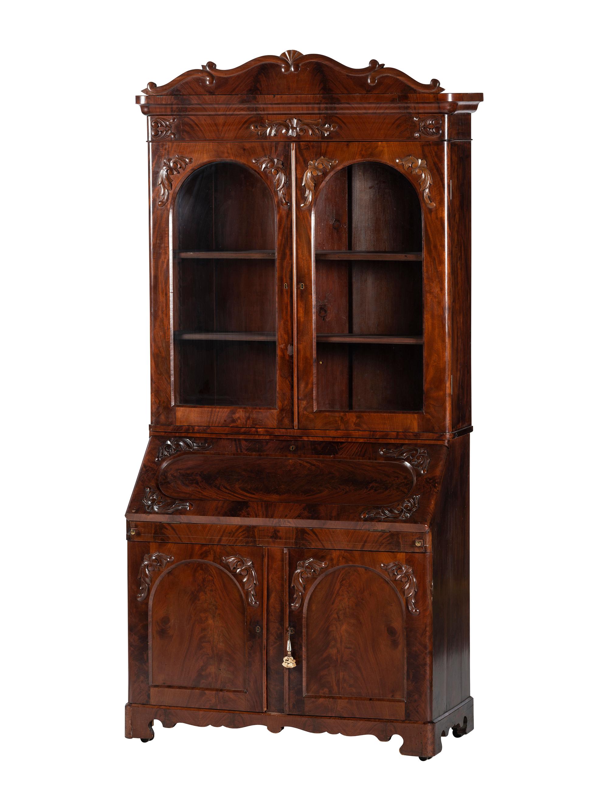 A Victorian Walnut Secretary Bookcase