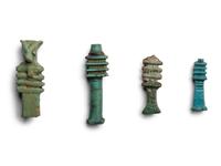 Four Egyptian Faience Djed Pillar Amulets