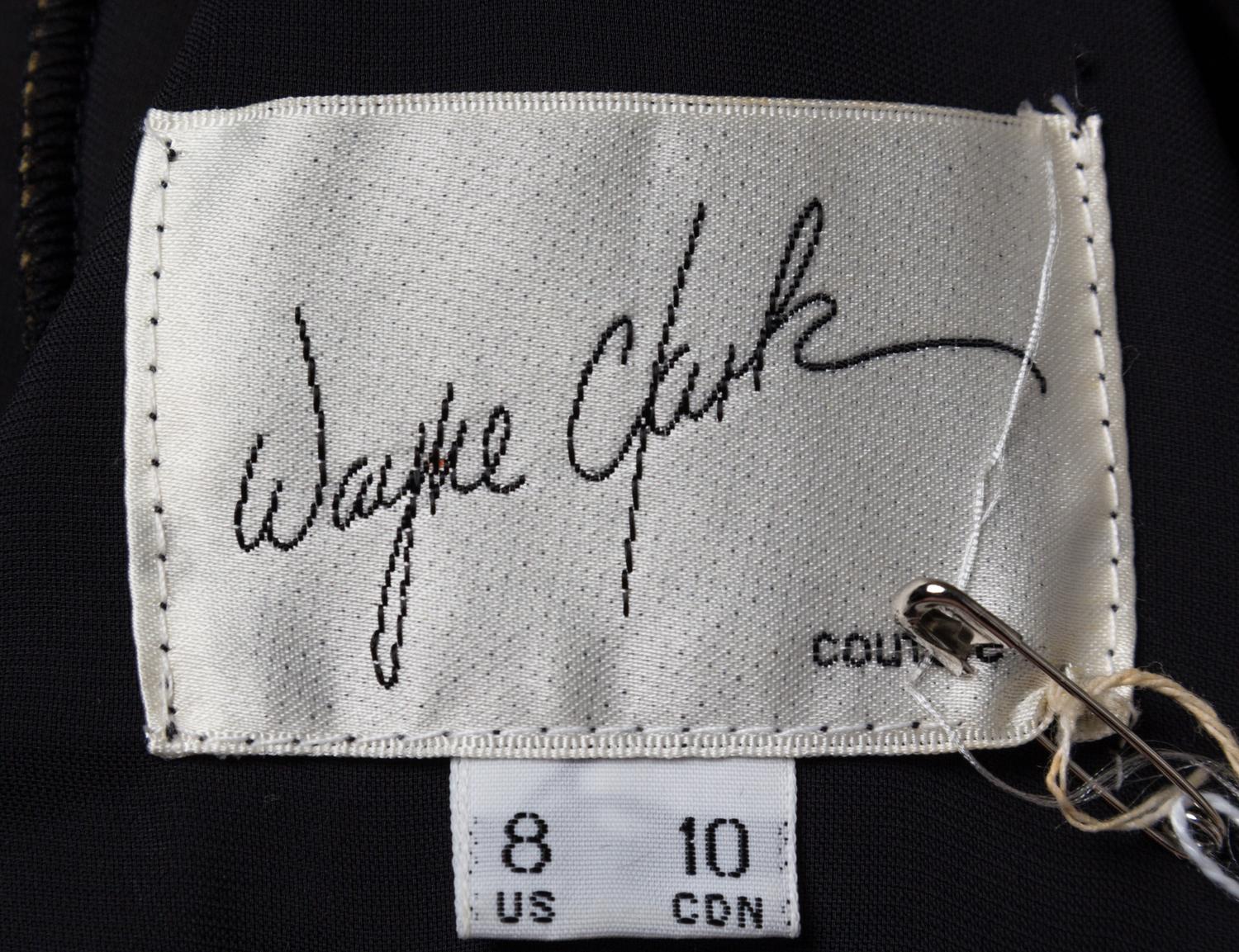 A Wayne Clark Black Velvet Peplum Top, Size 8.