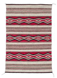 Three Navajo Rugs Length of largest 49 x width 32 1/2 inches.