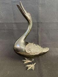 A patinated bronze goose-form incense burner 铜加漆鹅形香炉一件 Late 18th to 19th century ???????????